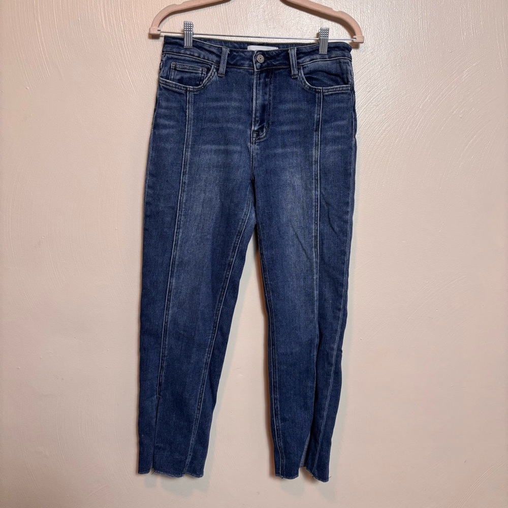 Vervet Women’s Jeans Front Slit Ankle Jean Center Seam Blue 2% Spandex Size 28